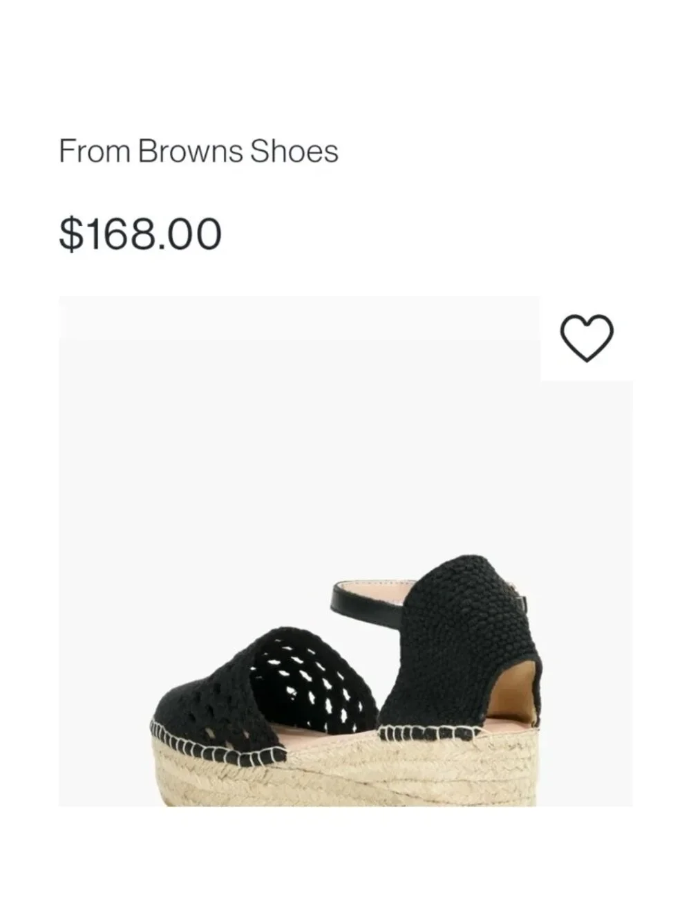 Browns Crochet Espadrille Sandal, black Woven Fabric Jute Platform SZ 11 EU 41